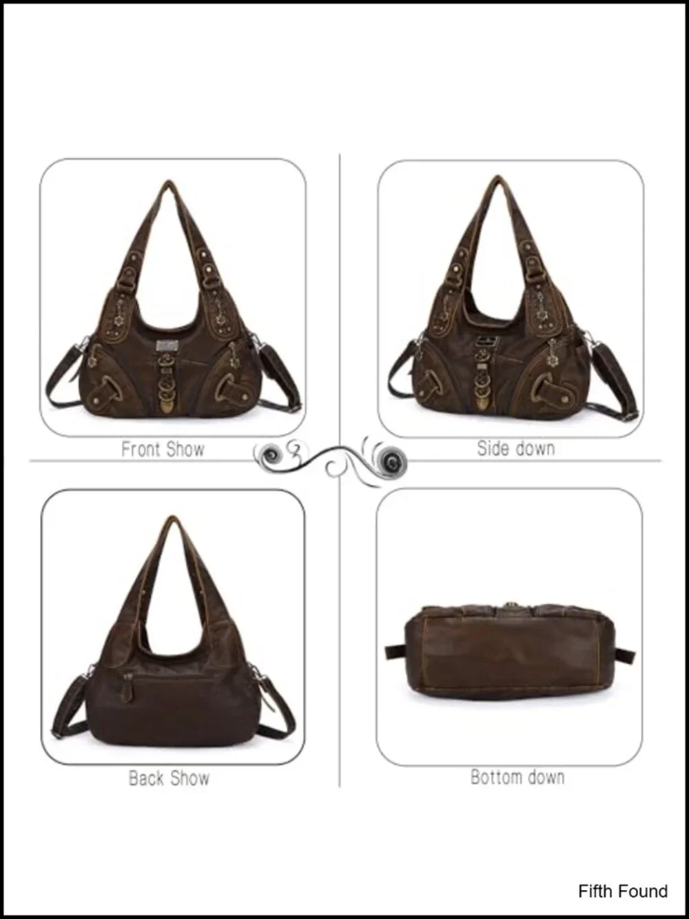 Angel Kiss Large Hobo Shoulder Bag Washed PU Leather Satchel Purse for Women